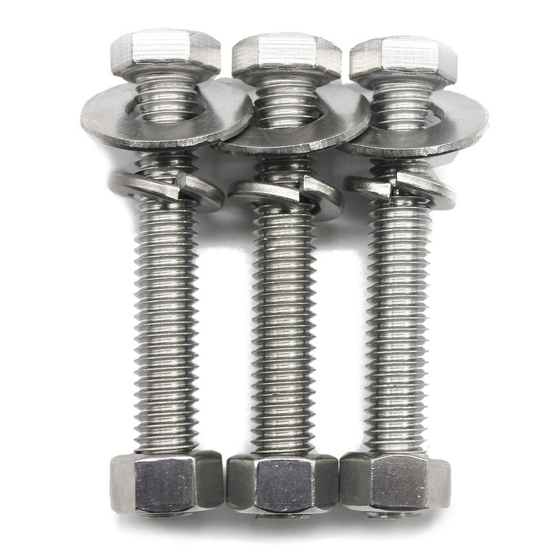 Fullerkreg (10 Sets) 1/4-20x2 Stainless Steel Hex Head Screws Bolts, Nuts, Flat & Lock Washers, 18-8 (304) S/S, Fully Threaded by Bolt Fullerkreg - Image 1